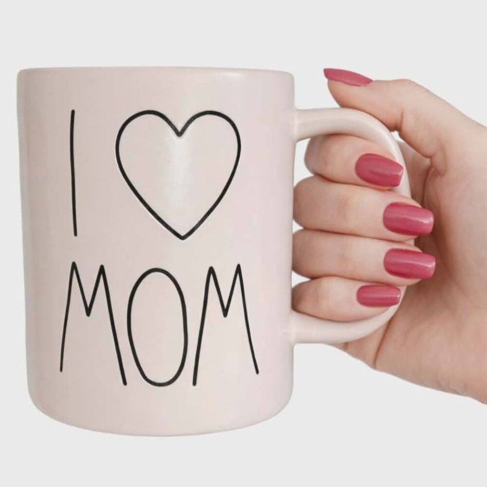 Rae Dunn Coffee Cup Mug Pink I Love Mom Tea NWT